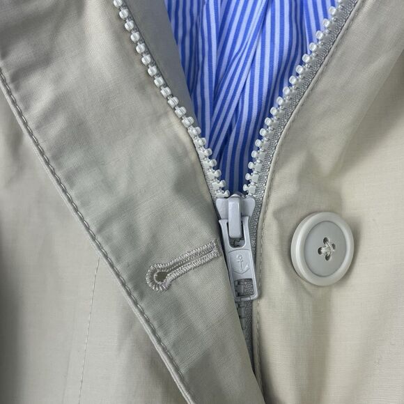 Lands' End Girl’s Khaki Trench Coat M 5-6 Single Breasted Inverted Pleat Lined - Picture 9 of 12